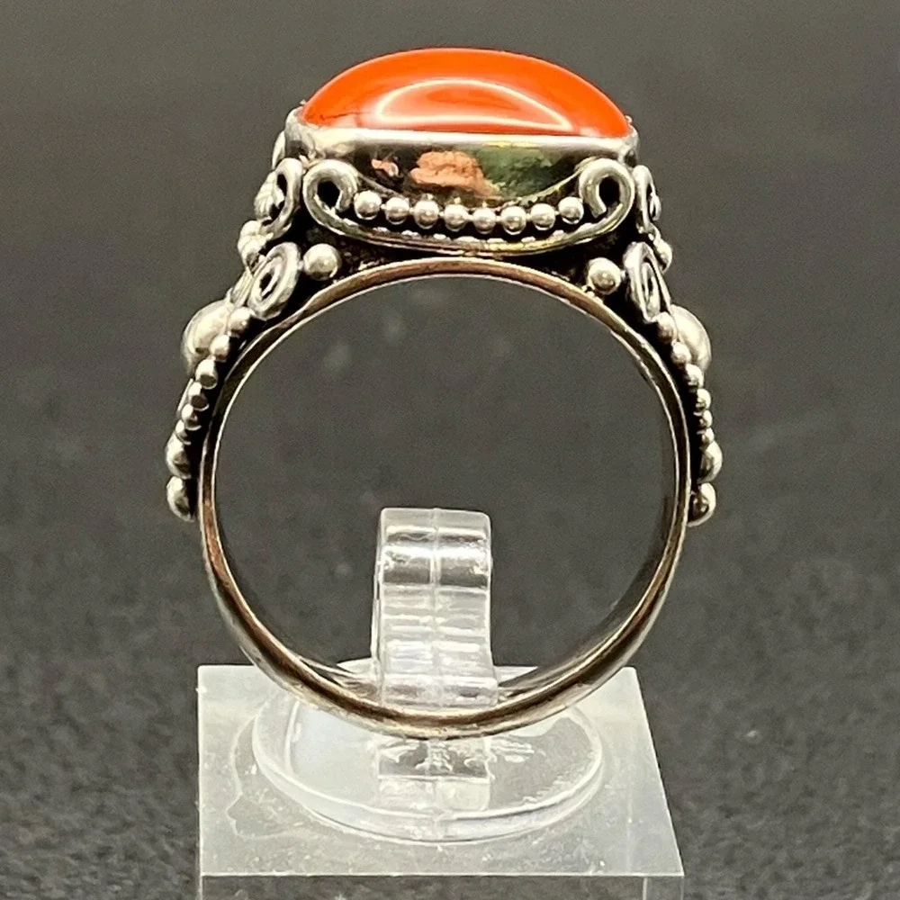 Sterling Silver Carnelian Statement Ring BA 925 Indonesia US Size 9